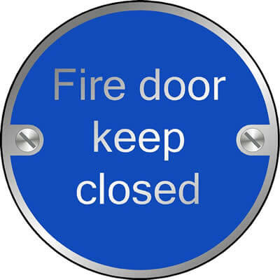 Fire door keep closed disc sign