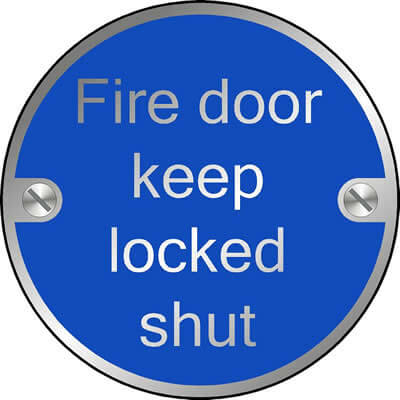 Fire door keep locked shut disc sign