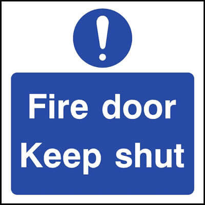 Fire door keep shut sign with symbol