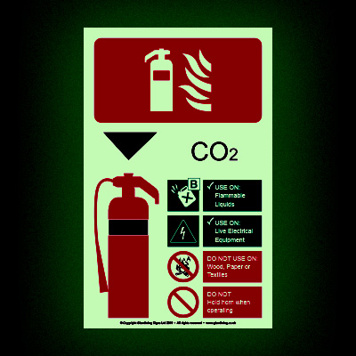 Extinguisher Code - CO2 Glow-in-the-dark Sign