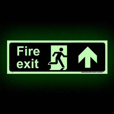 Fire Exit Ahead Glow-In-The-Dark Sign