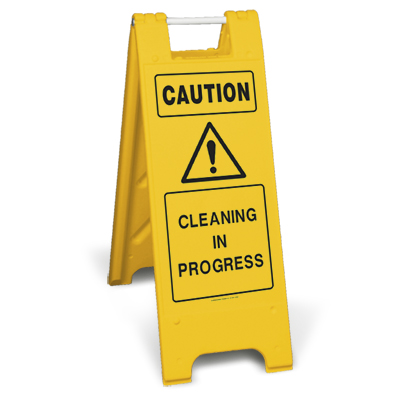 cleaning in progress standing sign