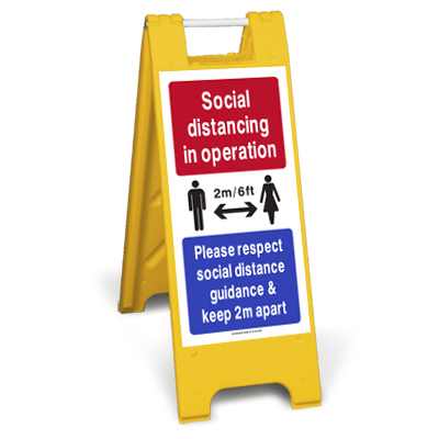 social distancing standing sign