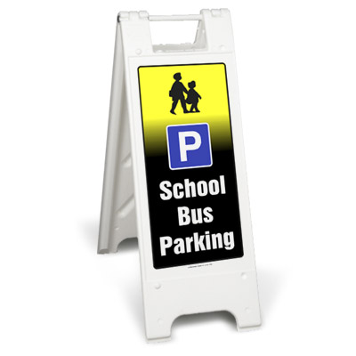 school bus parking sign stand