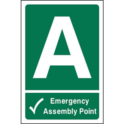 Emergency assembly point location sign