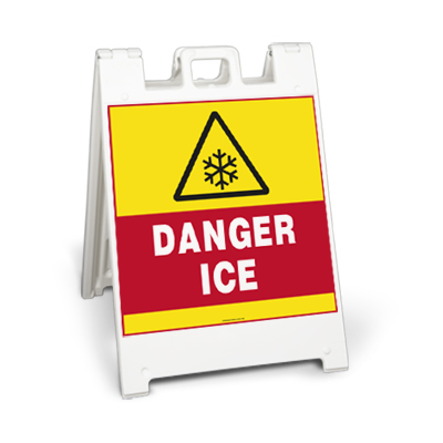 Danger Ice Sign Stand Large