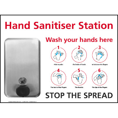 6 Step Hand Wash Sanitiser Wall Station