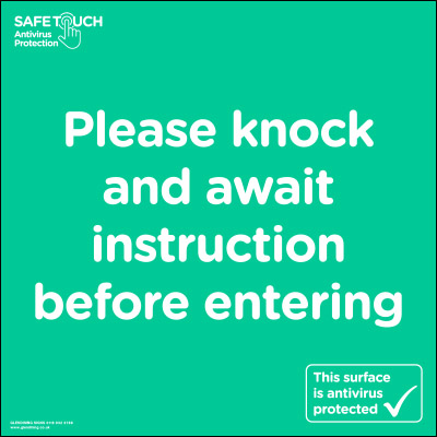 Knock before entering SafeTouch door sticker