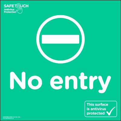 No entry SafeTouch door sticker
