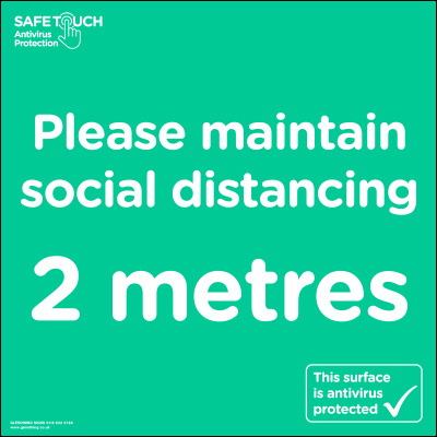 Maintain social distancing SafeTouch sticker