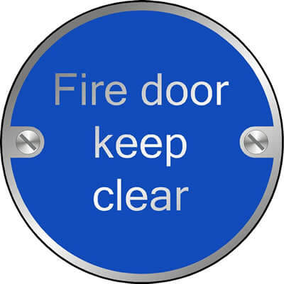 Fire door keep clear disc sign