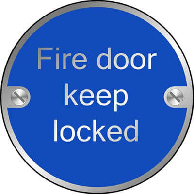 Fire door keep locked disc sign