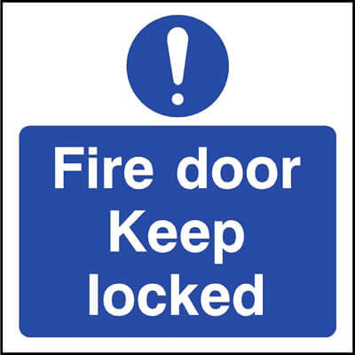 Fire door keep locked sign with symbol