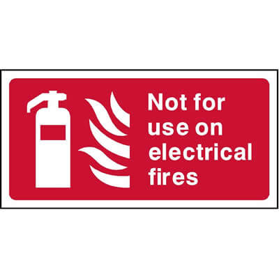 Not for use on electrical fires sign