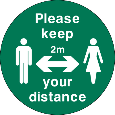 Please keep your distance floor marker