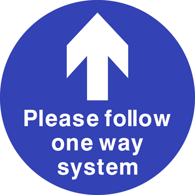 Please follow one way arrow floor marker