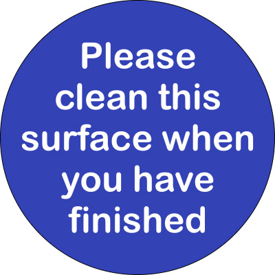 clean surface when finished sign