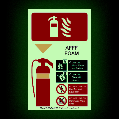 Extinguisher Code - AFFF Foam Glow-in-the-dark Sign