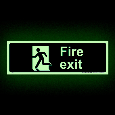 Fire Exit Left Running Person (Glow-in-the-dark)