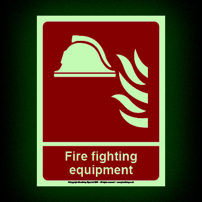 Fire Fighting Equipment Glow-in-the-dark Sign