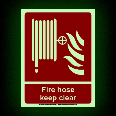 Fire Hose Keep Clear Glow-in-the-dark Sign