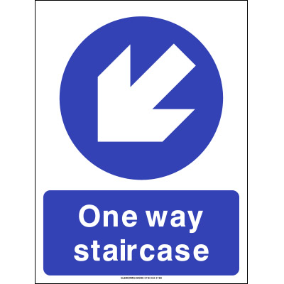One way staircase left down sign