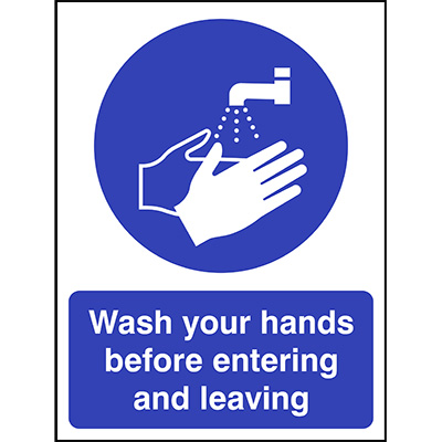 Wash hands before entering and leaving sign