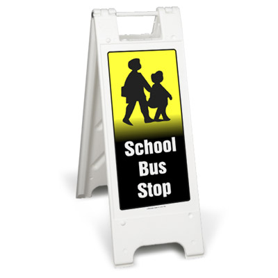 School bus stop sign stand