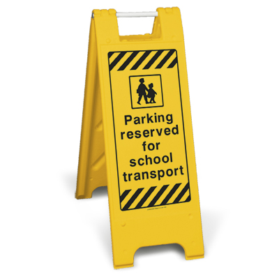 Parking reserved for school transport sign stand