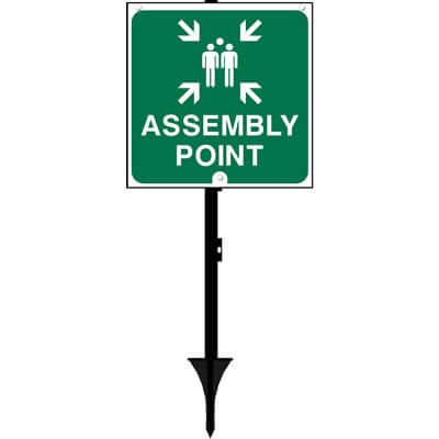Temporary assembly point sign