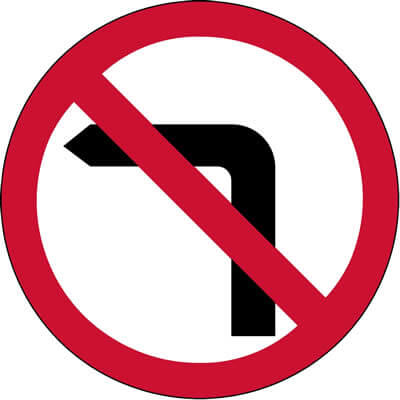 No left turn sign