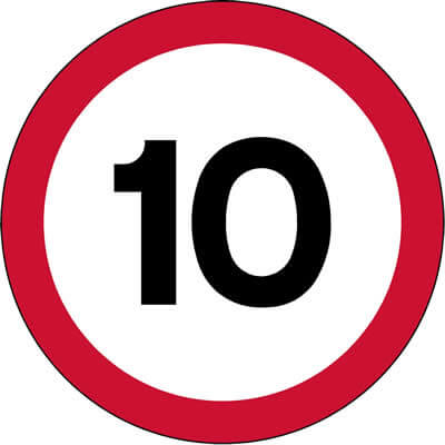 Maximum speed limit 10mph sign