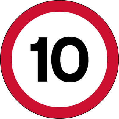 Maximum speed limit 10mph