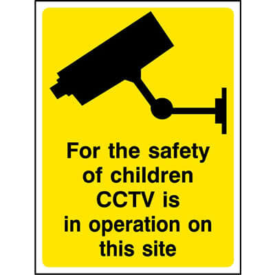 For the safety of children CCTV sign