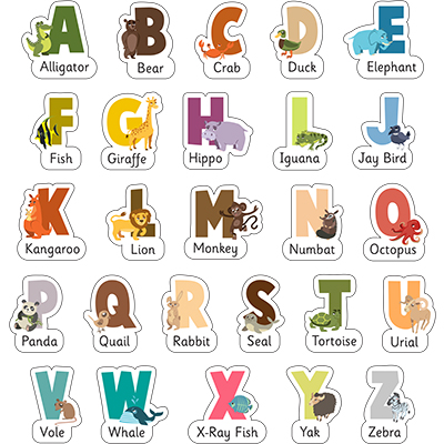 Animal Letter Sign Set A-Z Alphabet
