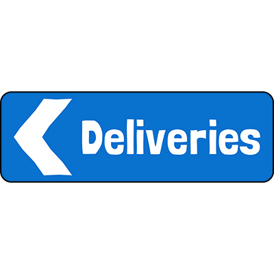 Deliveries Left Arrow Direction Sign
