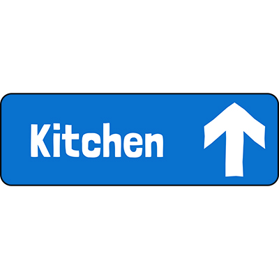Kitchen Ahead Arrow Direction Sign