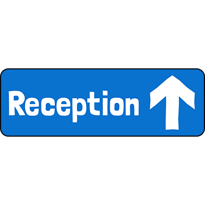 Reception Ahead Arrow Direction Sign