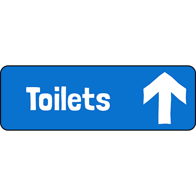 Toilets Ahead Arrow Direction Sign