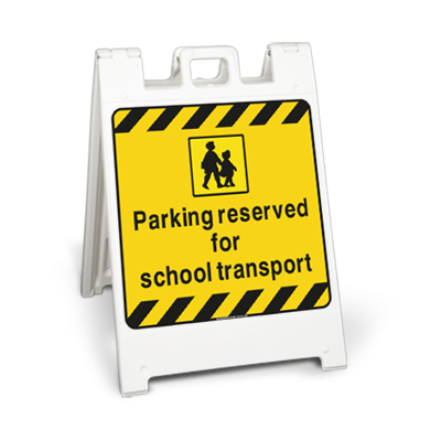 Parking reserved for school transport sign stand large
