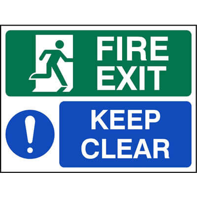 Fire exit keep clear sign