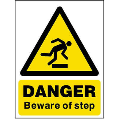 Danger beware of step sign